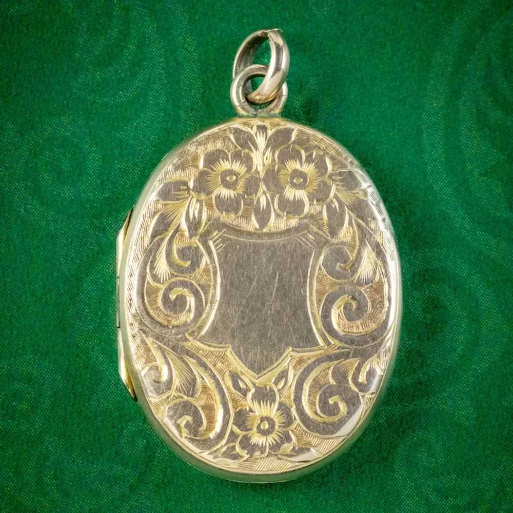 Antique Victorian Forget Me Not Locket 9ct Gold B… - image 3