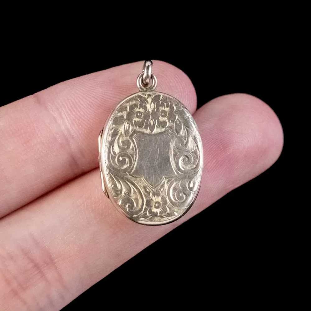 Antique Victorian Forget Me Not Locket 9ct Gold B… - image 7