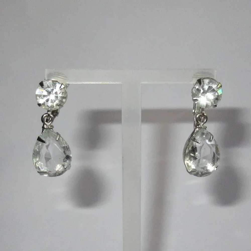 Rhinestone & Crystal Drop Earrings, Vintage 50's … - image 2