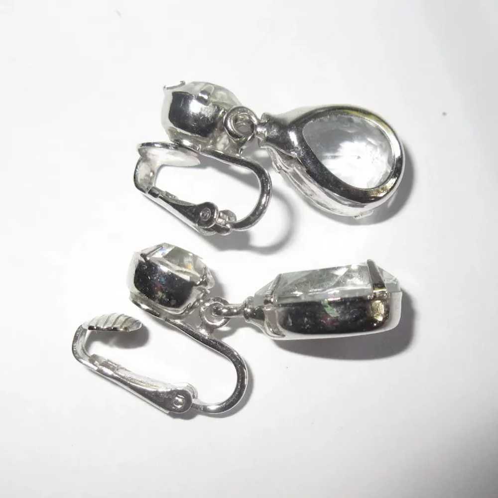 Rhinestone & Crystal Drop Earrings, Vintage 50's … - image 3