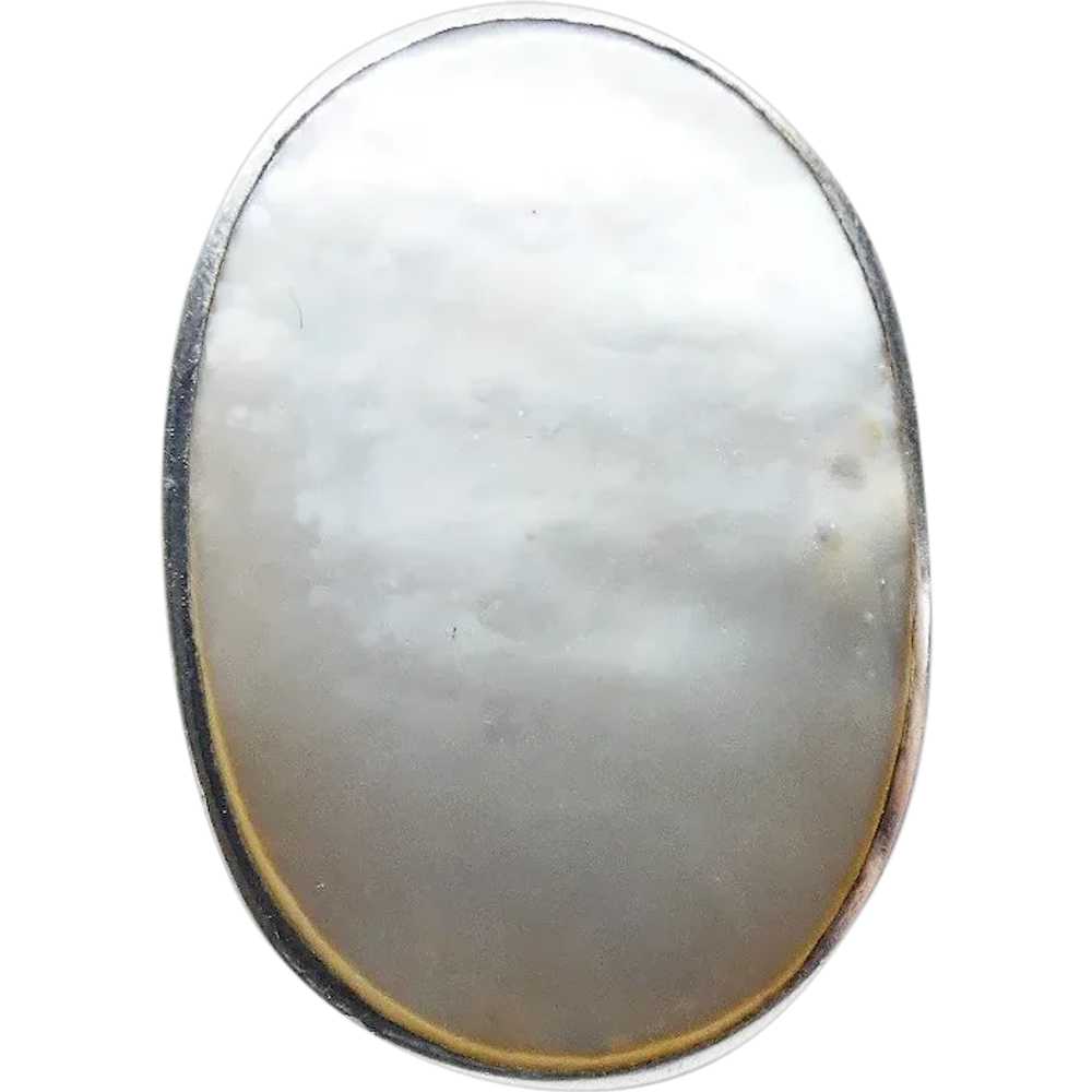 LARGE Mother Of Pearl Sterling Silver Ring - image 1