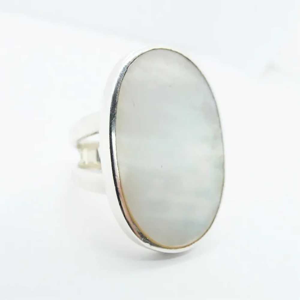 LARGE Mother Of Pearl Sterling Silver Ring - image 2