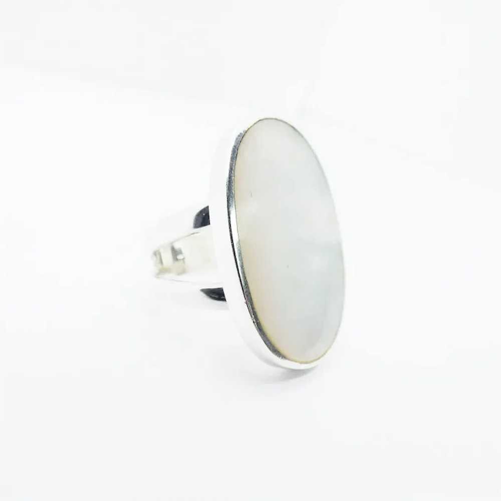 LARGE Mother Of Pearl Sterling Silver Ring - image 3