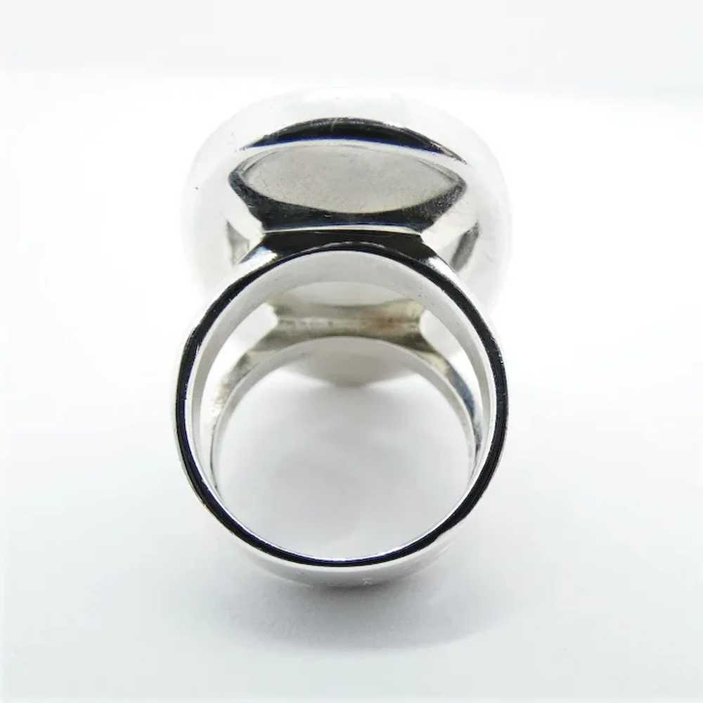 LARGE Mother Of Pearl Sterling Silver Ring - image 5