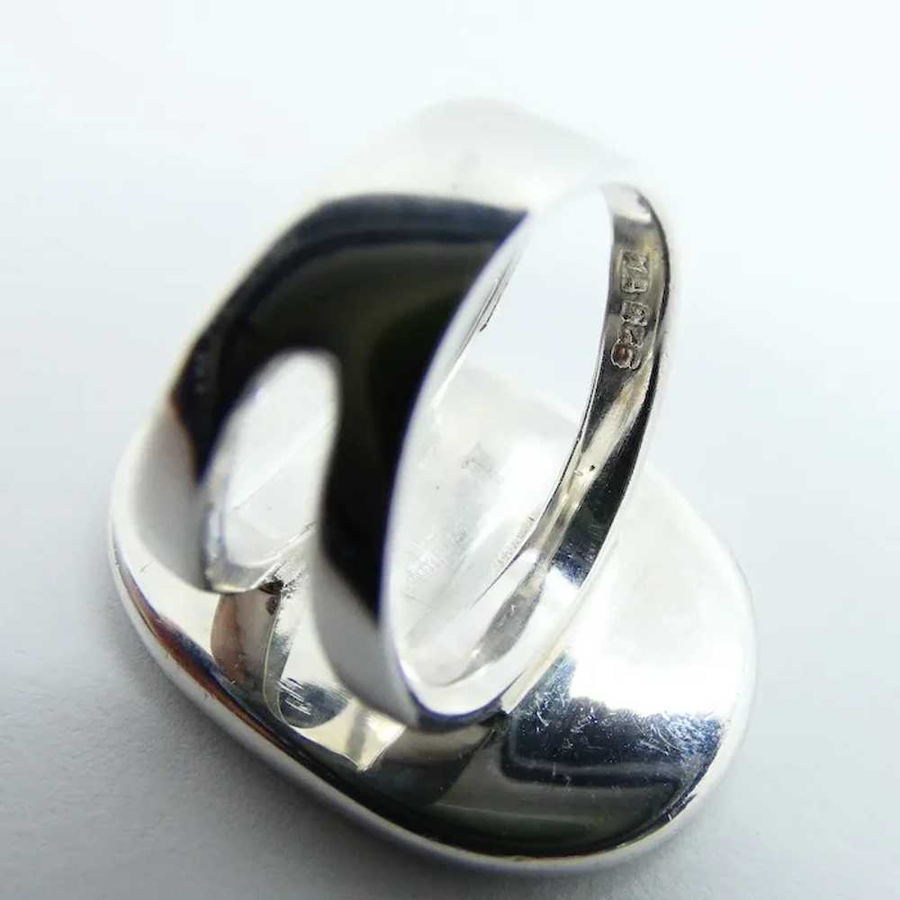 LARGE Mother Of Pearl Sterling Silver Ring - image 6