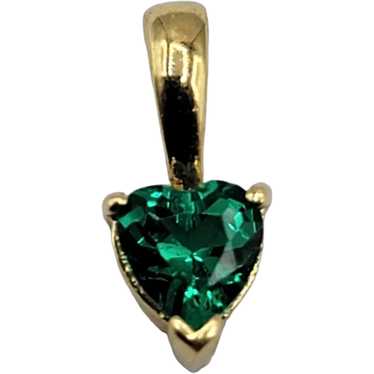 10K Yellow Gold Heart Shaped Green Pendant - image 1