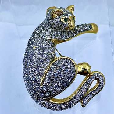 Panther 豹 エナメル ジルコニア vintage ブローチ ｄ02 Panther 豹 エナメル ジルコニア vintage ブローチ d02