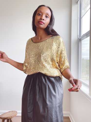 Gold Sequin Metallic Top