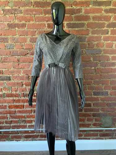 50s Loretta Topping Lace Pleated Dress - image 1