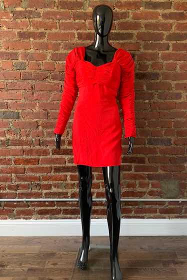 Loubé 80's Ruched Sleeve Silk Dress - image 1