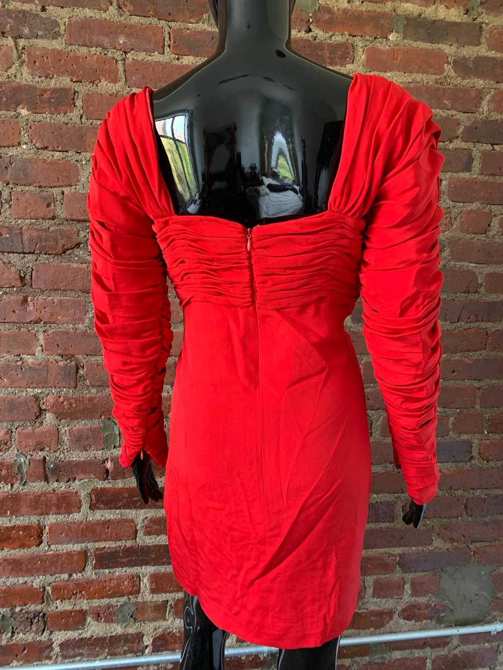 Loubé 80's Ruched Sleeve Silk Dress - image 2