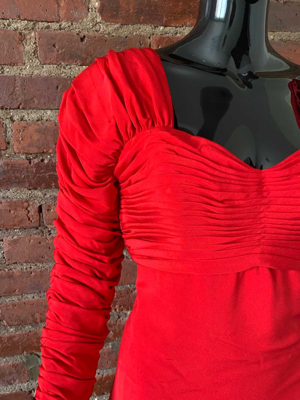 Loubé 80's Ruched Sleeve Silk Dress - image 3