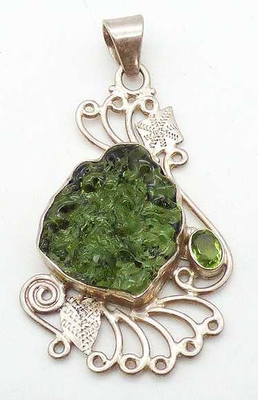 Sterling Moldavite Glass Pendant - image 1