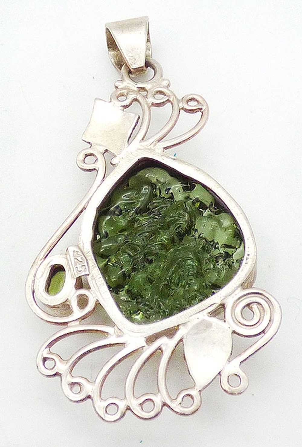 Sterling Moldavite Glass Pendant - image 2