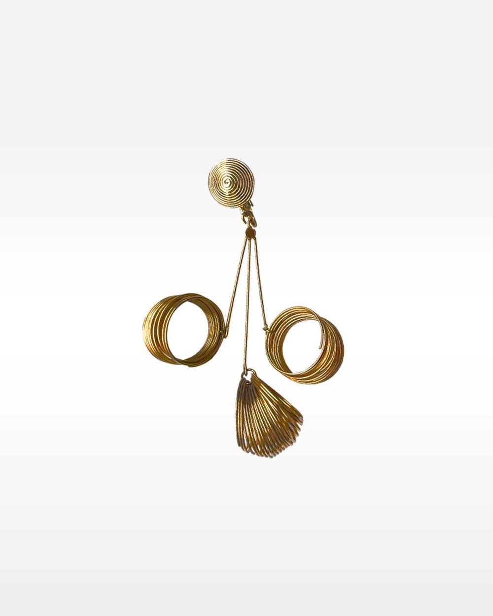 Wire Hoop Gold Metal Drop Clip Earrings - image 3