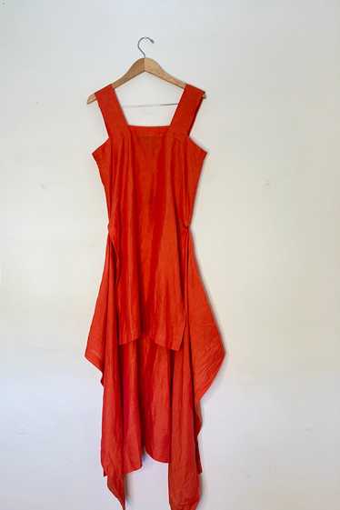 Shirin Guild Blood Orange Linen Wrap Dress