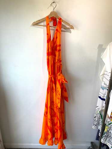 Vintage Fumi's Originals Bright Orange Wrap Dress