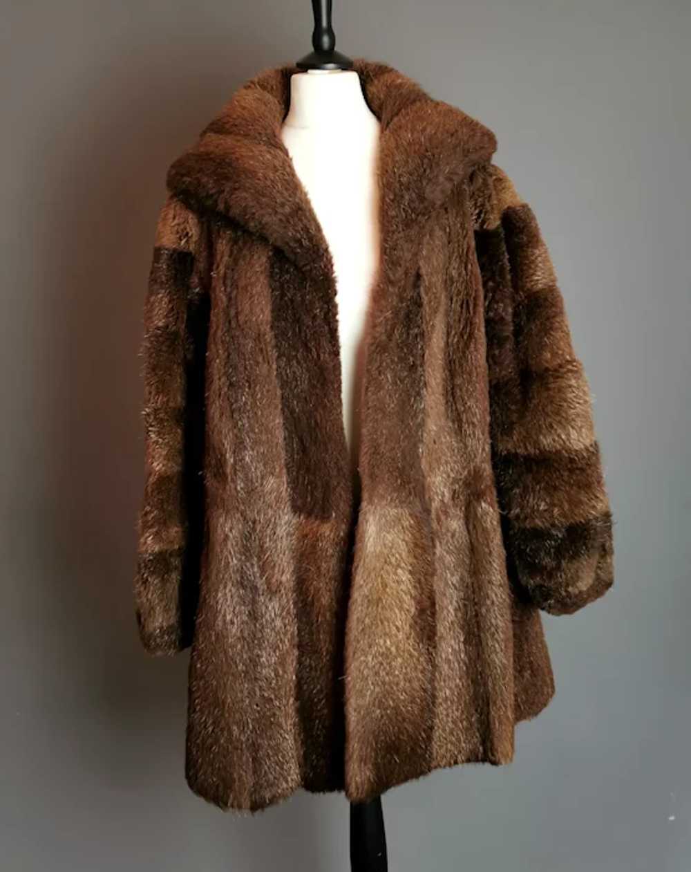 Vintage 1950's Italian fur swing coat - image 2