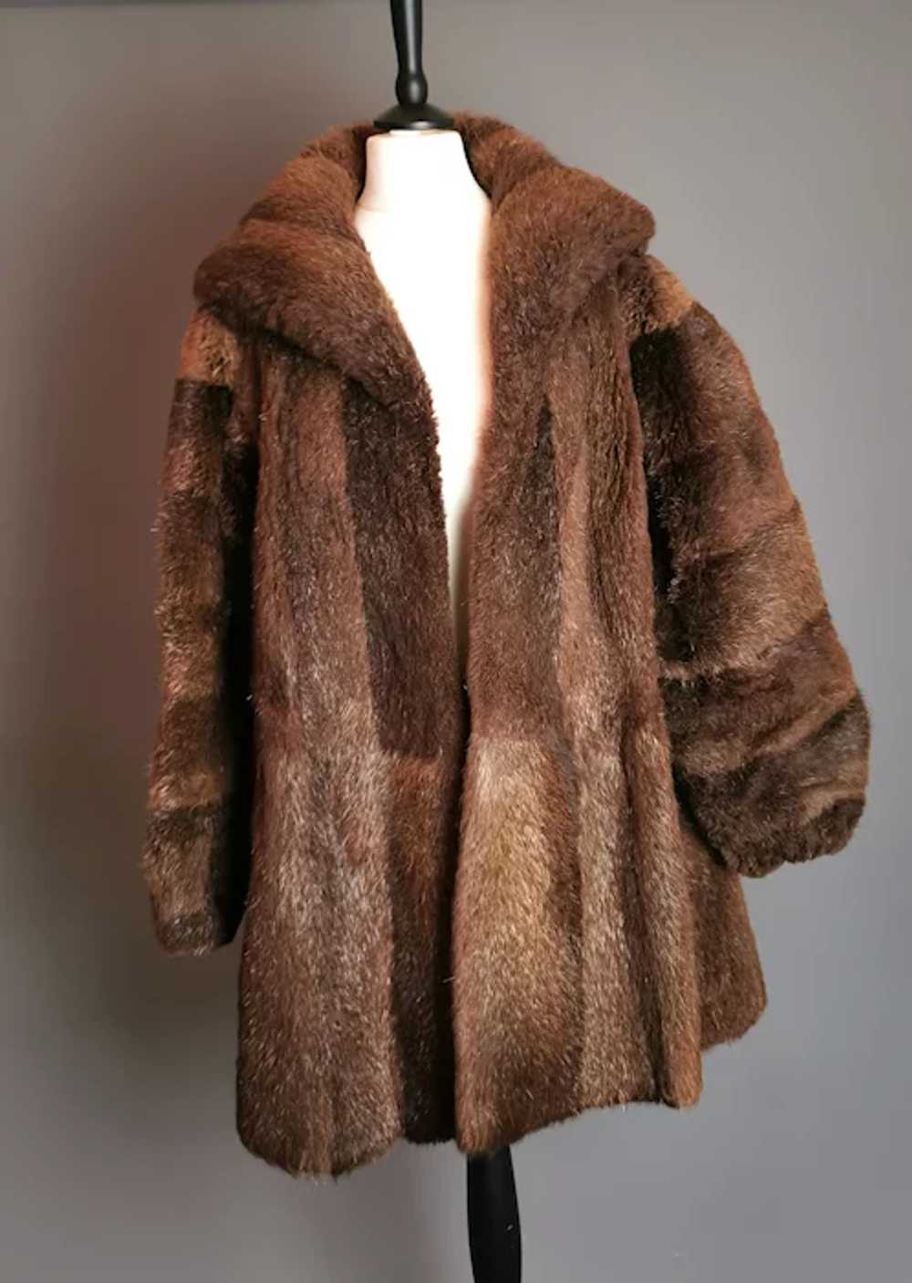 Vintage 1950's Italian fur swing coat - image 3