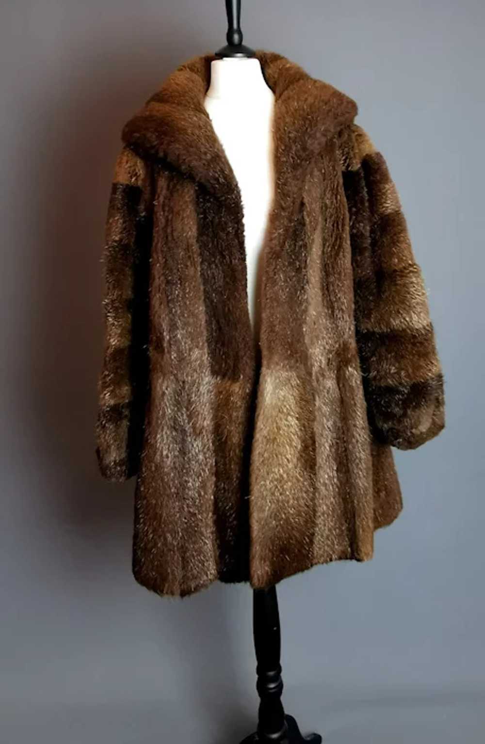 Vintage 1950's Italian fur swing coat - image 6