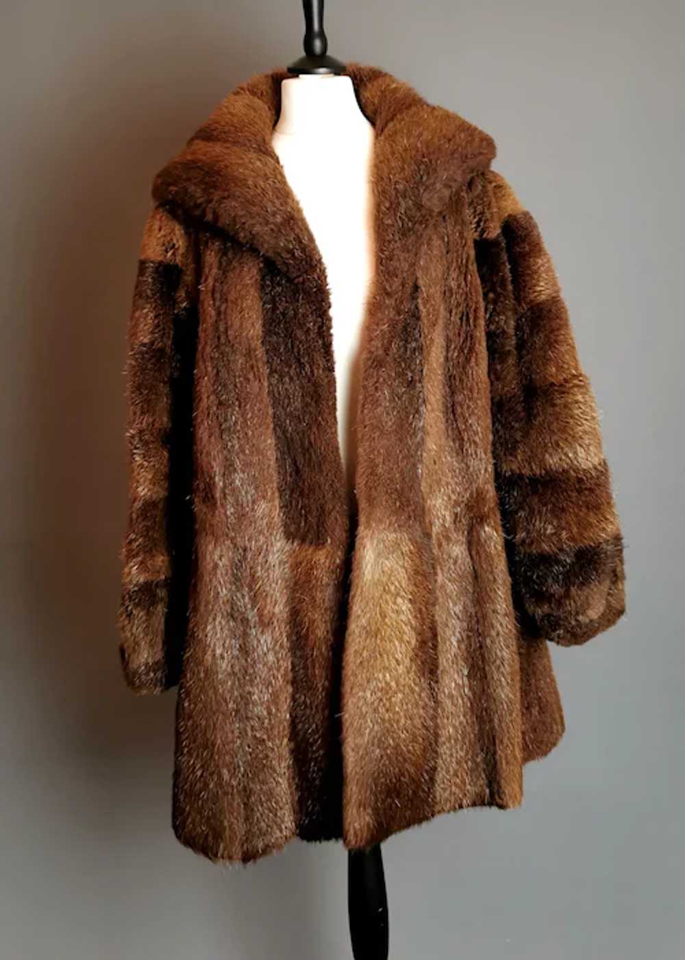 Vintage 1950's Italian fur swing coat - image 7