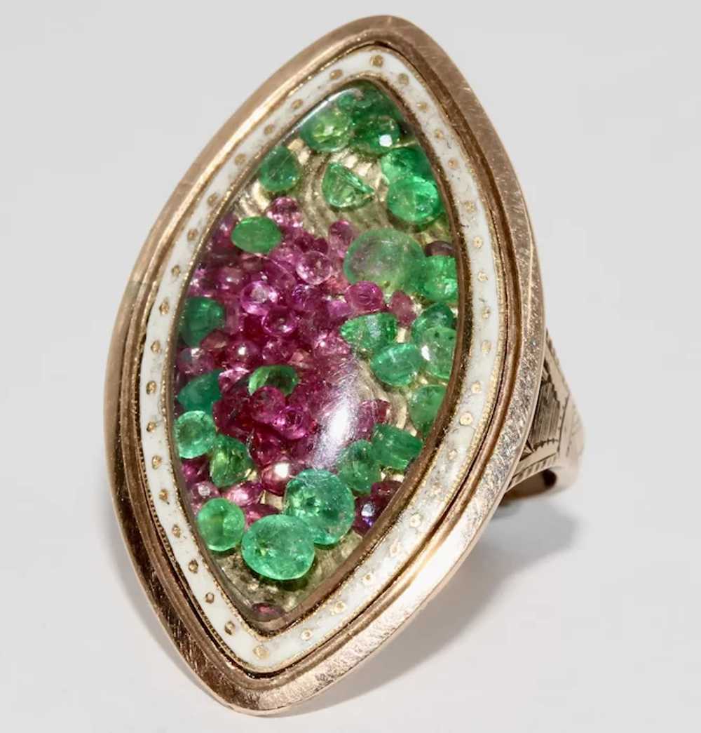 Antique 18th Century Georgian Ruby Emerald Enamel… - image 2