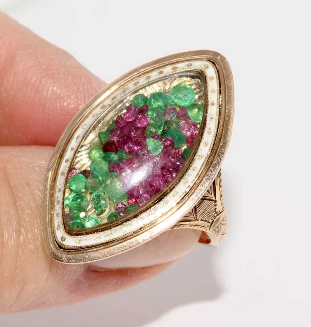 Antique 18th Century Georgian Ruby Emerald Enamel… - image 3