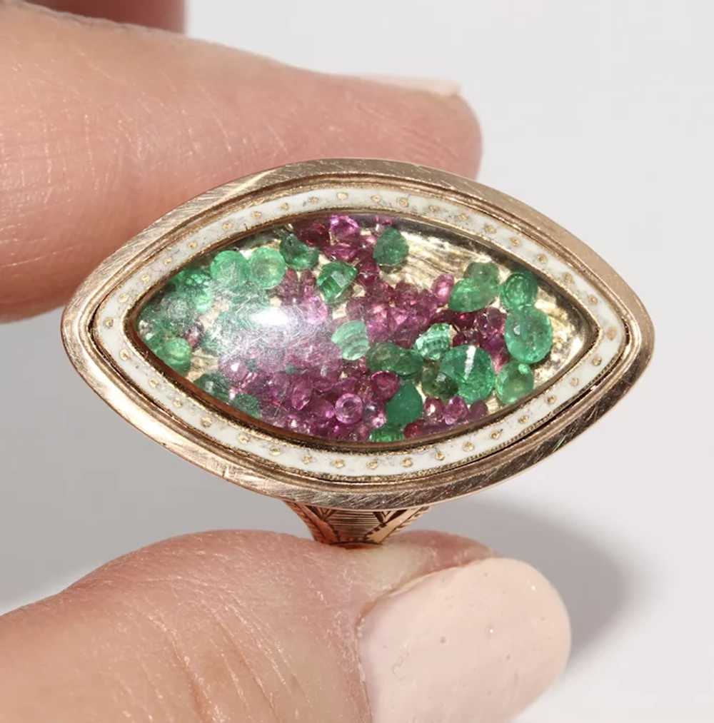 Antique 18th Century Georgian Ruby Emerald Enamel… - image 4