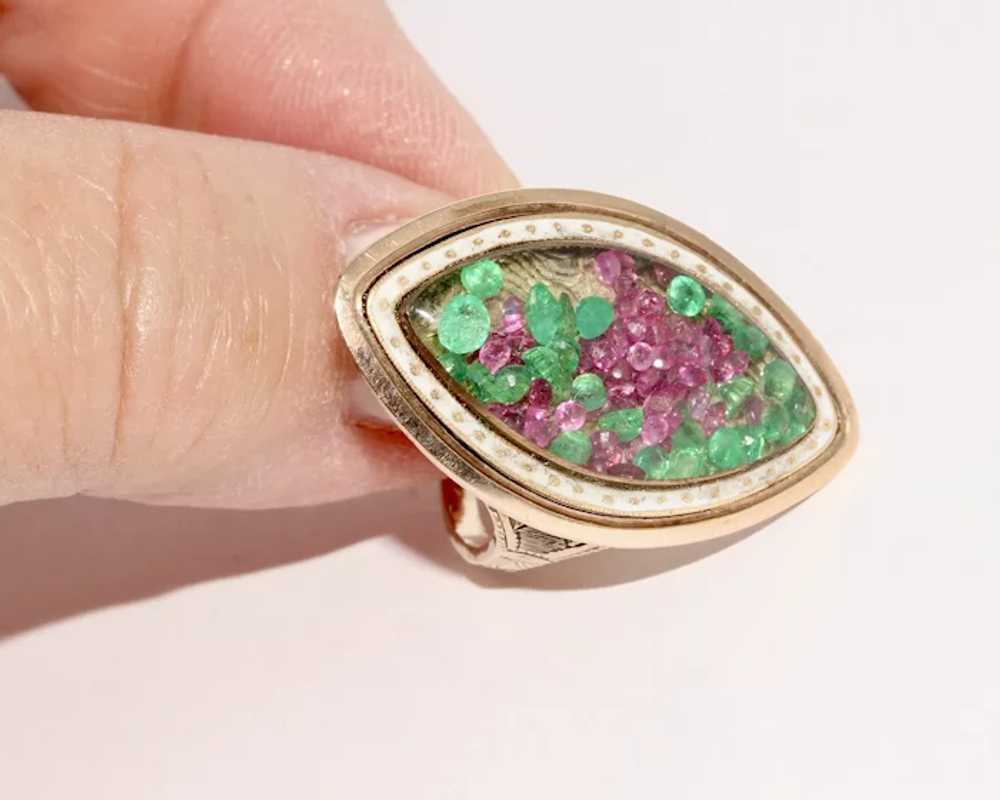 Antique 18th Century Georgian Ruby Emerald Enamel… - image 5
