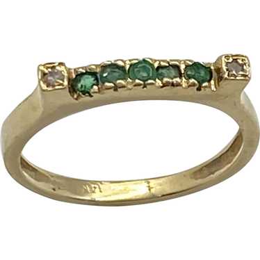 Petite Emerald and Diamond Band Ring .12 Carat tw… - image 1