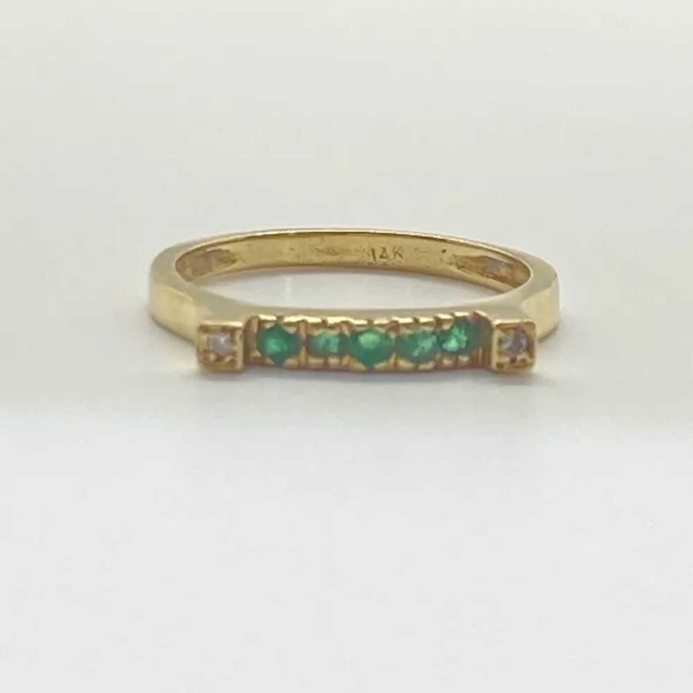 Petite Emerald and Diamond Band Ring .12 Carat tw… - image 2