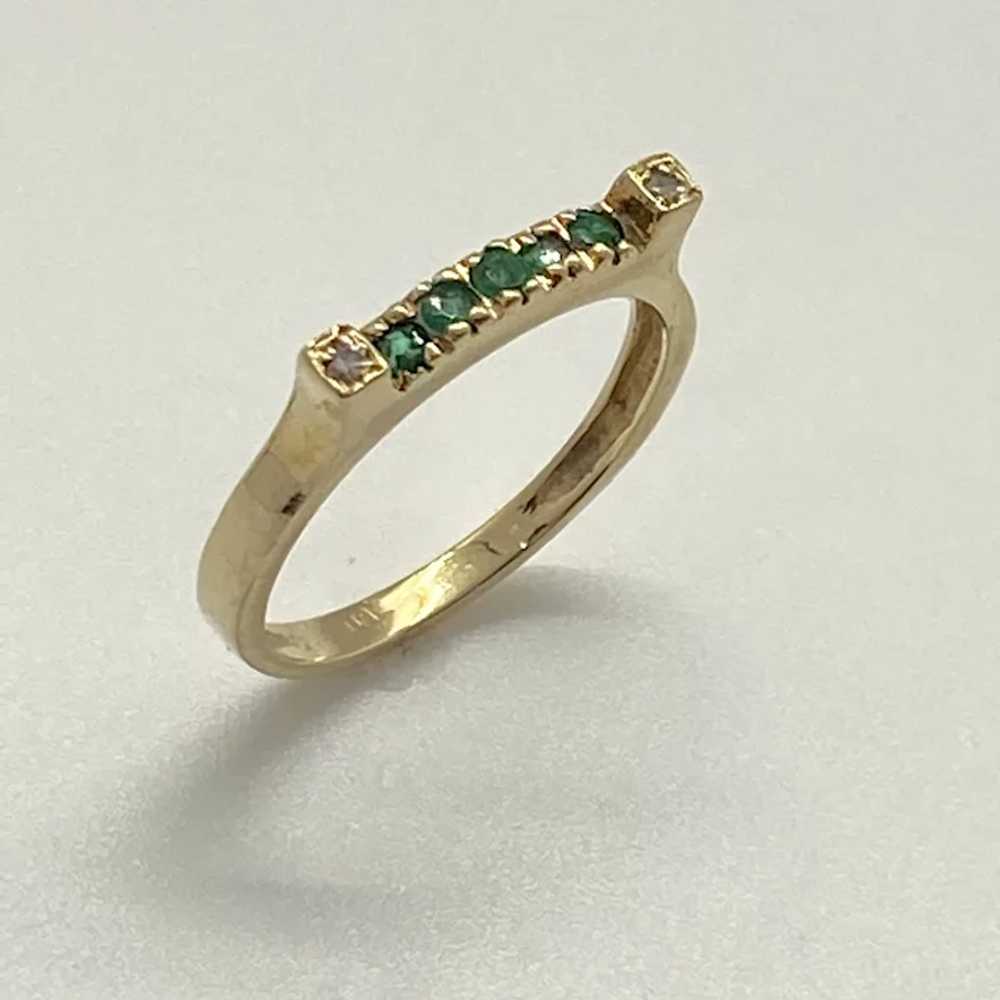 Petite Emerald and Diamond Band Ring .12 Carat tw… - image 3