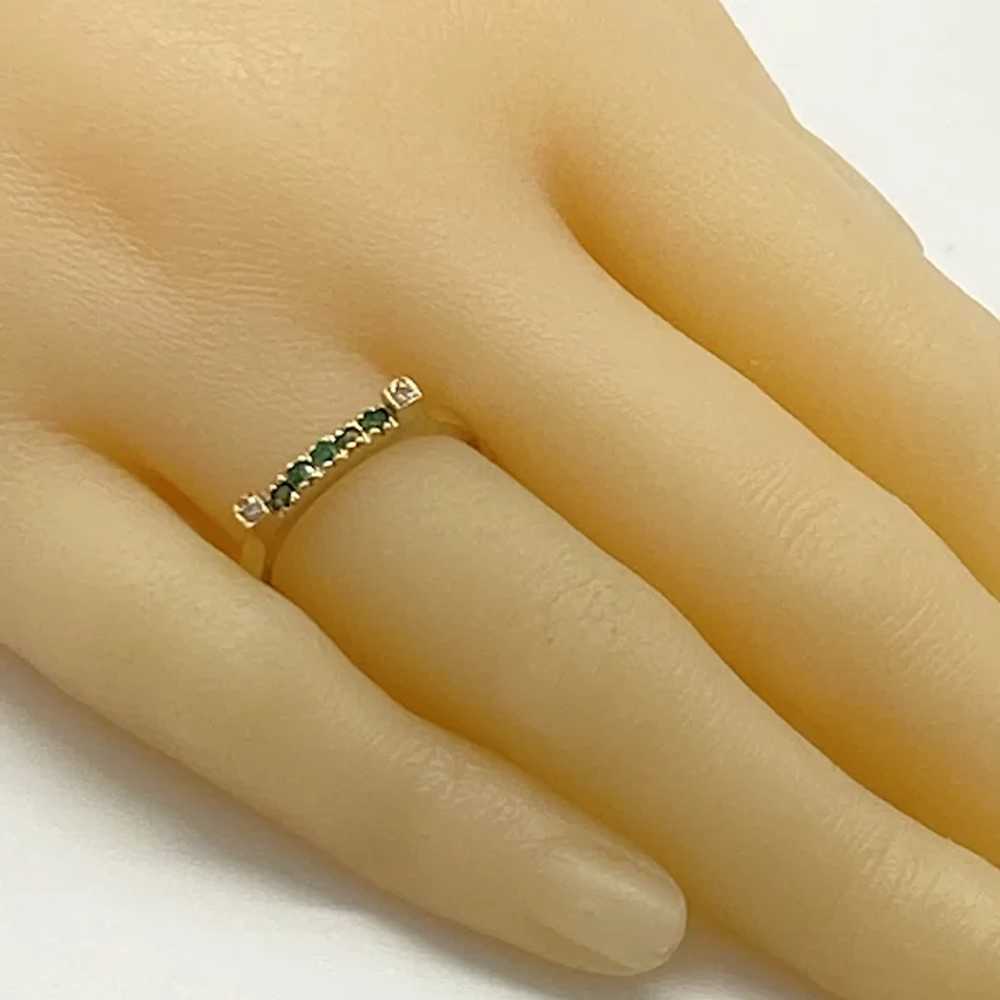 Petite Emerald and Diamond Band Ring .12 Carat tw… - image 6