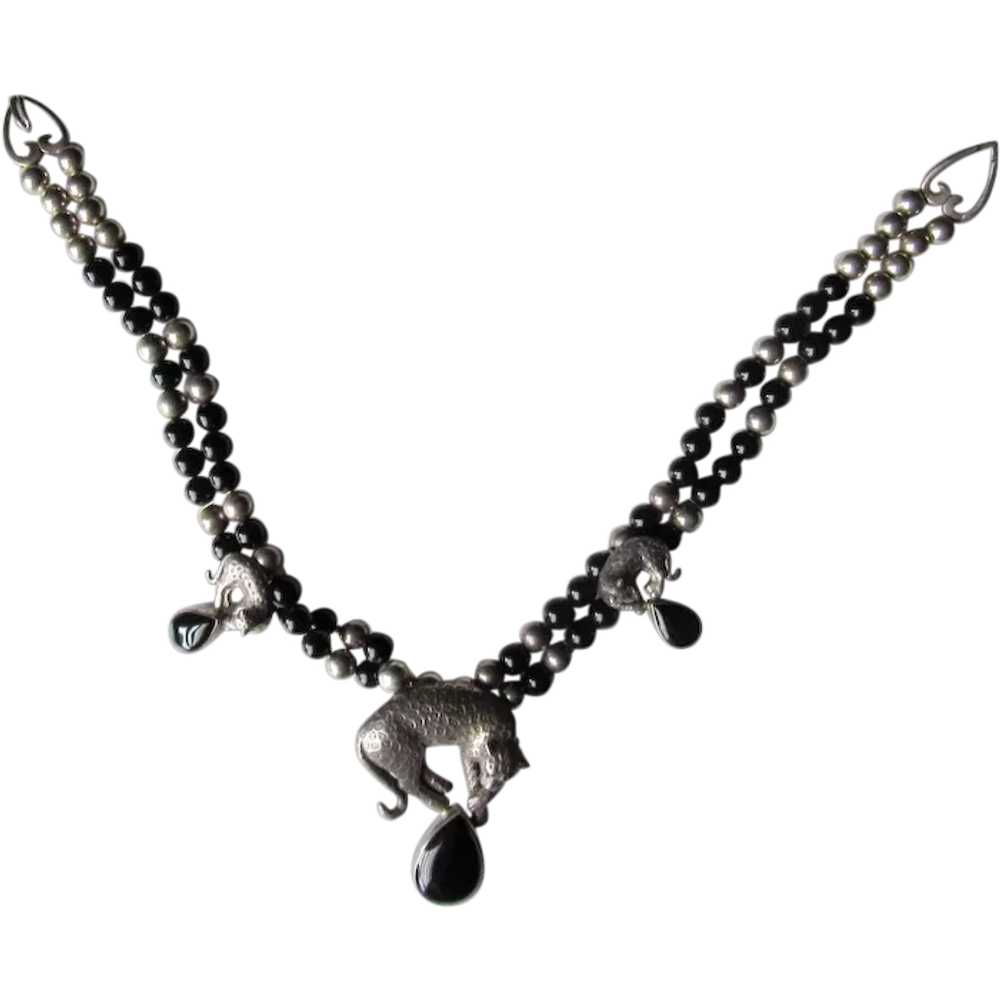 Rare Vintage Carol Felley Leopard Necklace Sterli… - image 1
