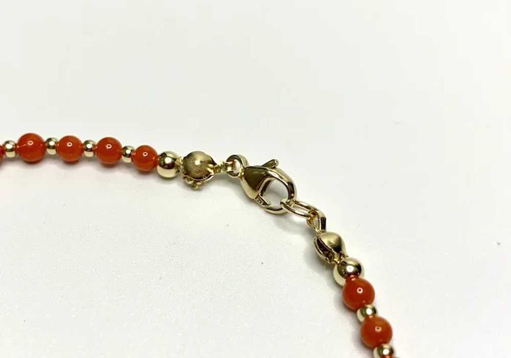 Genuine Red Coral and 14k Gold Bracelet - image 3