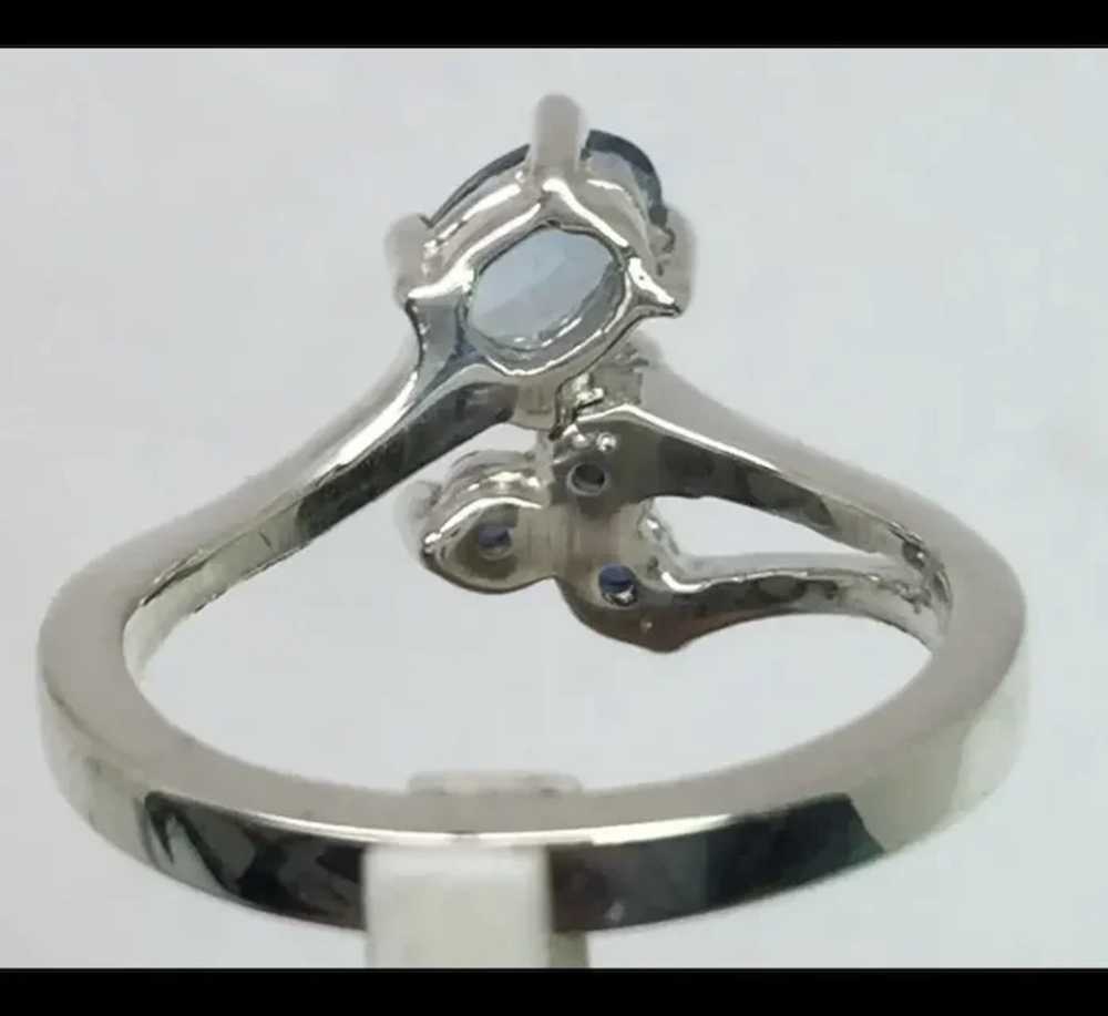 14k Aquamarine and Sapphire Ring, Free Resize - image 4