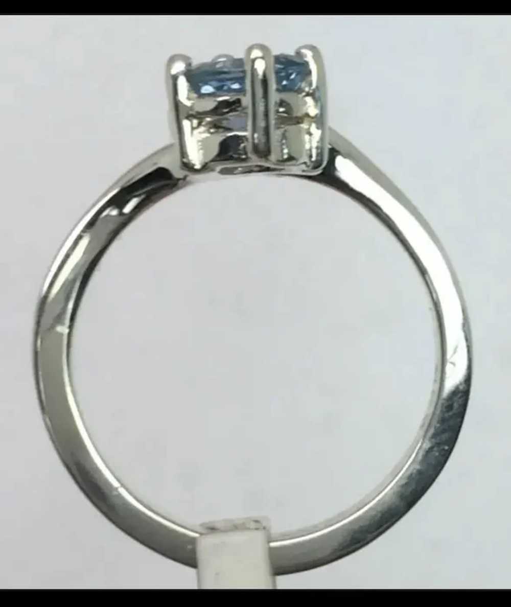 14k Aquamarine and Sapphire Ring, Free Resize - image 6