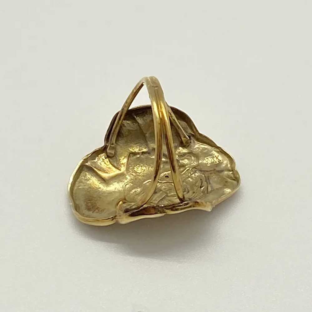 Art Nouveau Repousse Ring 14K Gold Woman's Profil… - image 5