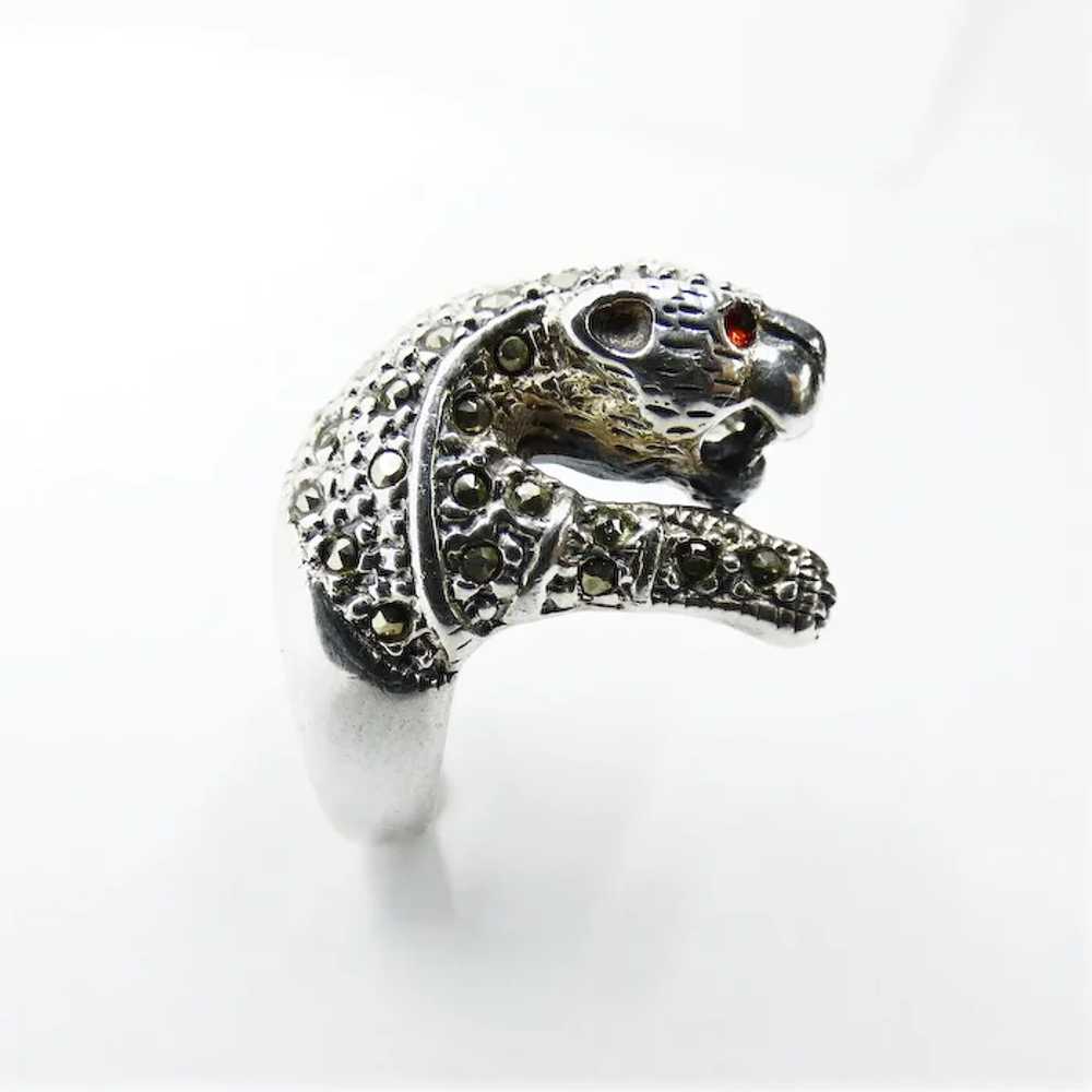 Vintage Sterling Silver Garnet and Marcasite Pant… - image 4