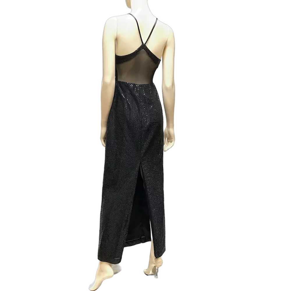 80s Maxi Dress Sheer Black Sequins - image 6