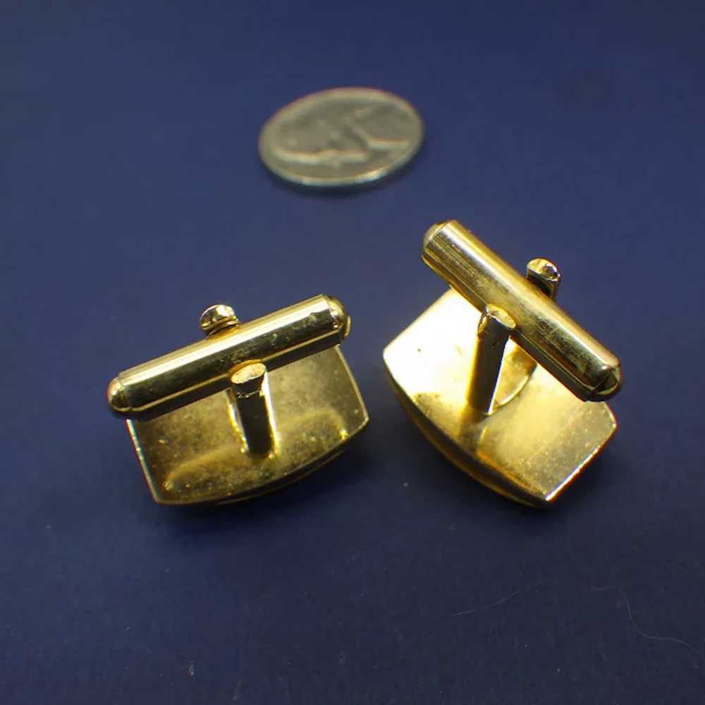 Jade Gemstone Cuff Links, Vintage Mid Century Gif… - image 5