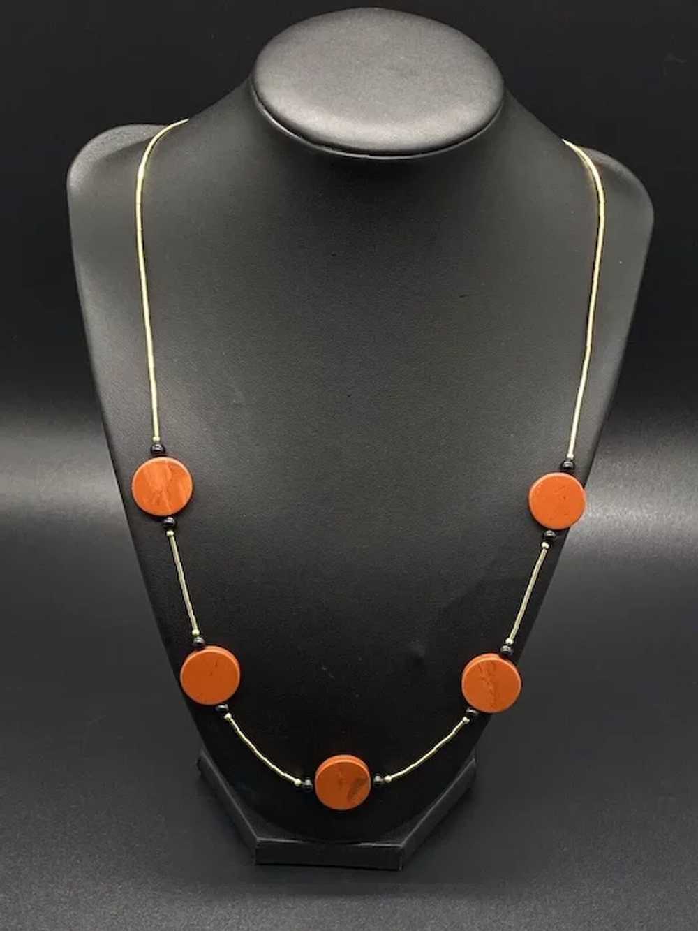 Vintage Jasper Bead Gold Filled Necklace 18" long - image 2