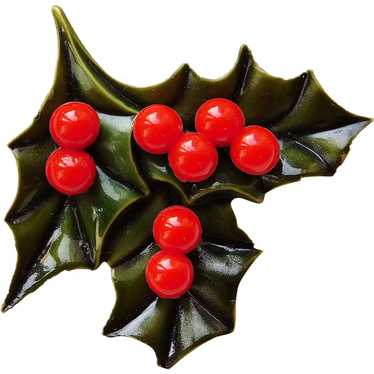 Awesome CHRISTMAS HOLLY & Berry Celluloid or Earl… - image 1