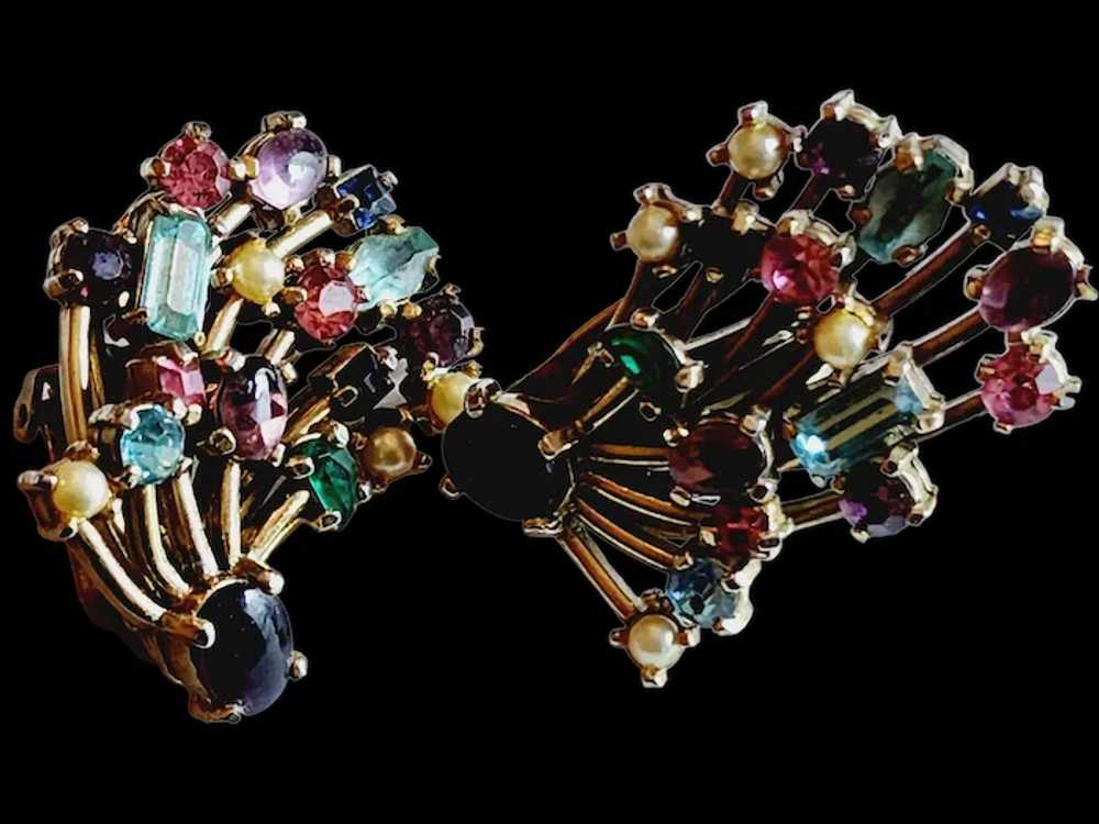 Vintage Unsigned Designer Quality Jeweled Earring… - image 2