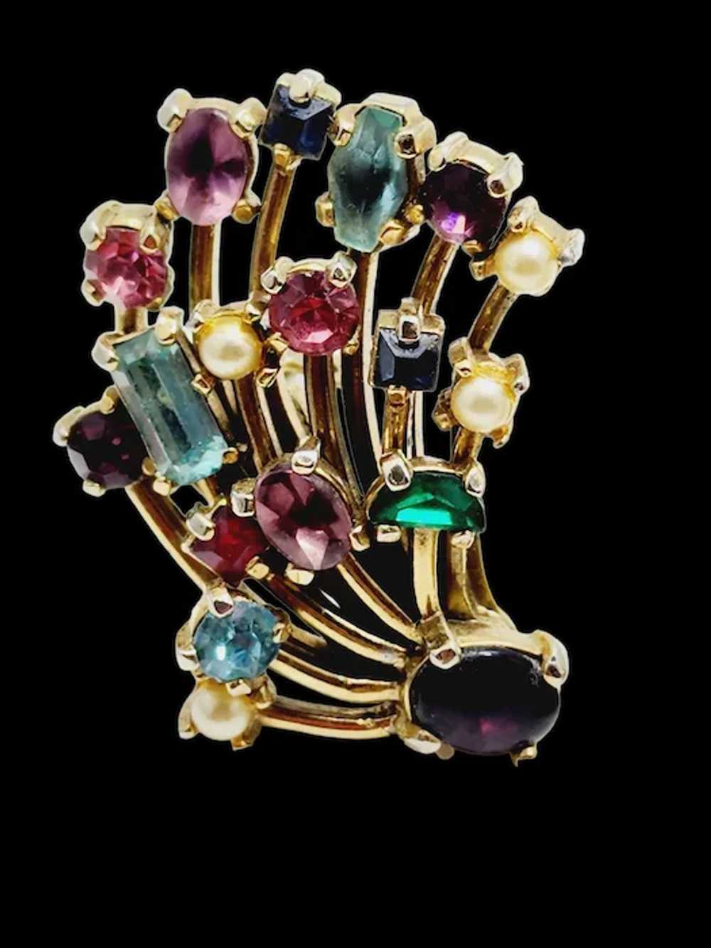 Vintage Unsigned Designer Quality Jeweled Earring… - image 3