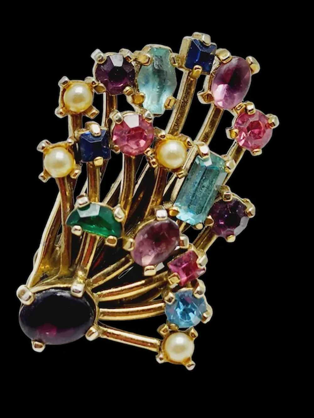 Vintage Unsigned Designer Quality Jeweled Earring… - image 4