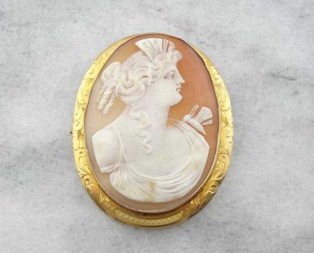 Over-sized Shell Cameo Brooch from Early 1900's - image 2