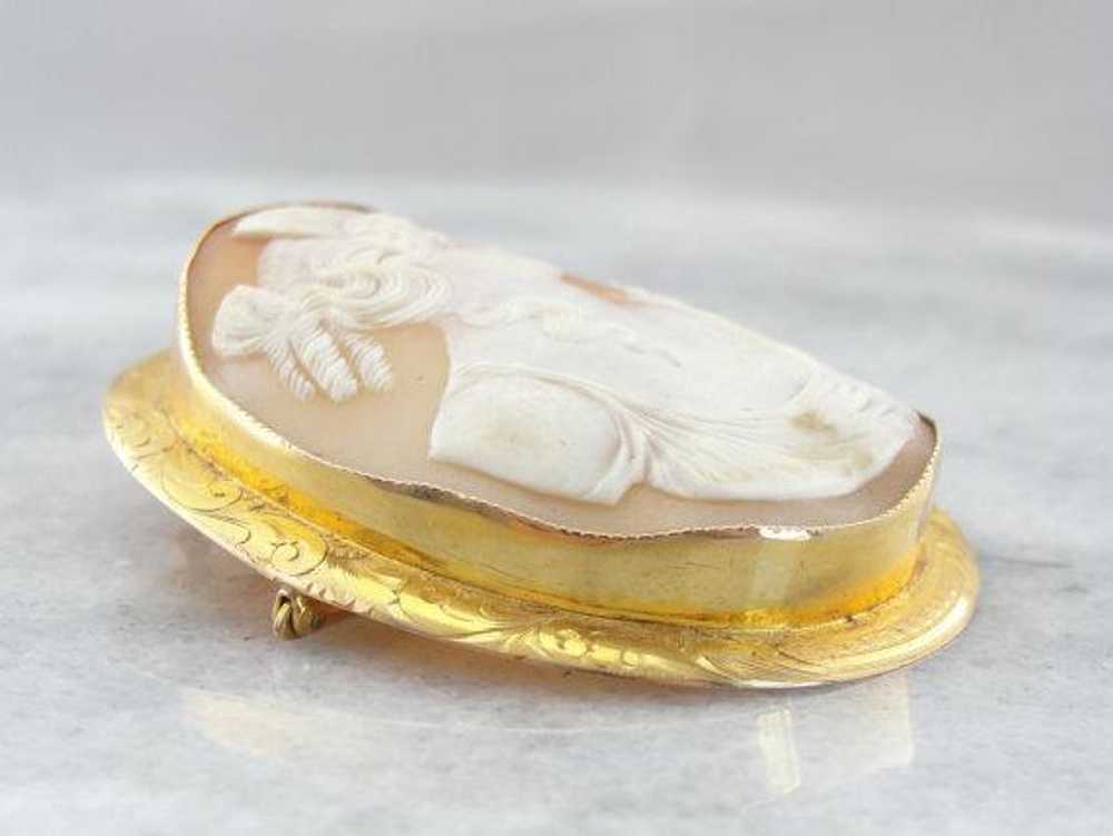 Over-sized Shell Cameo Brooch from Early 1900's - image 3