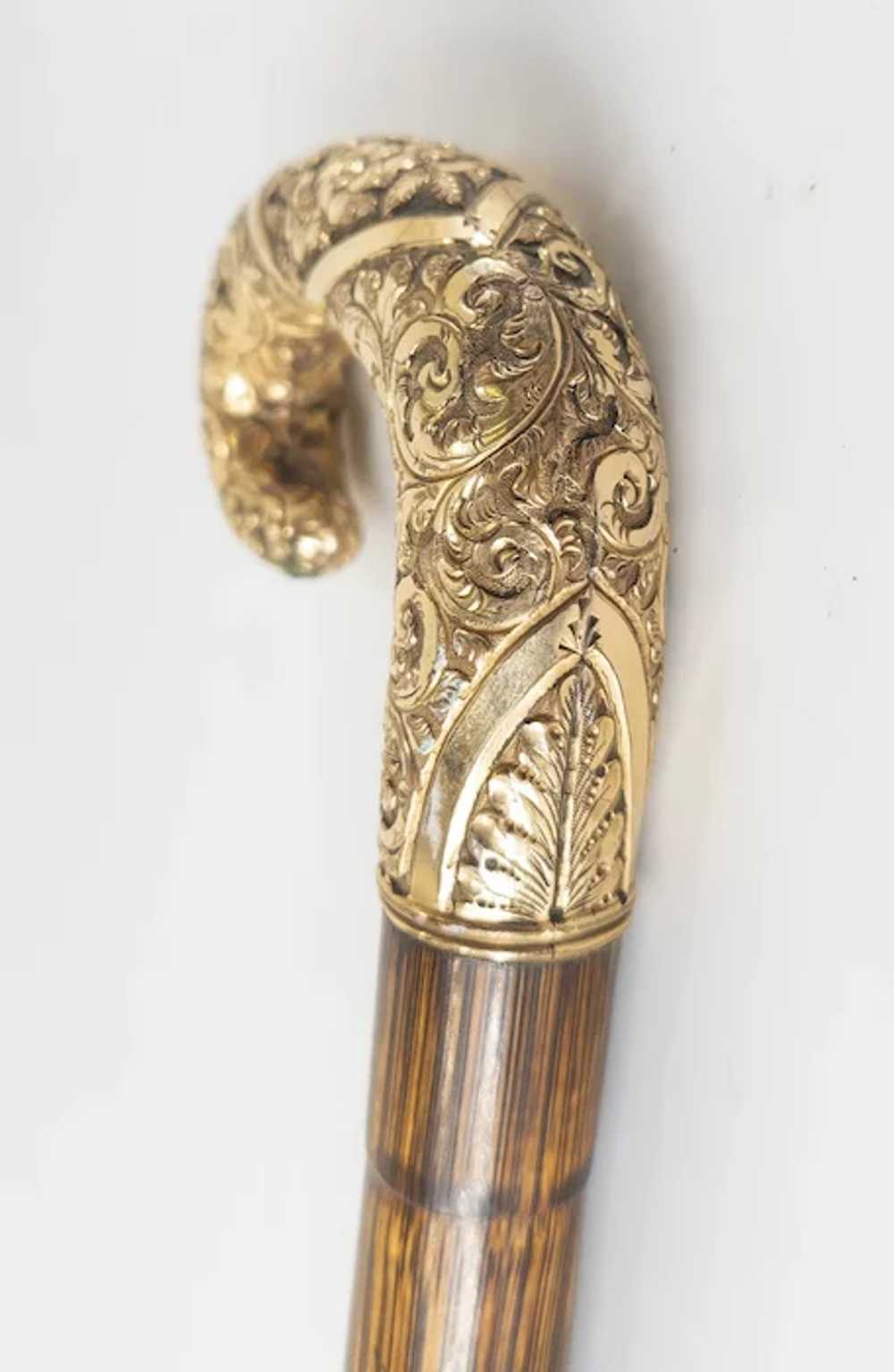 Victorian Gold Filled Cane or Walking Stick Handl… - image 4