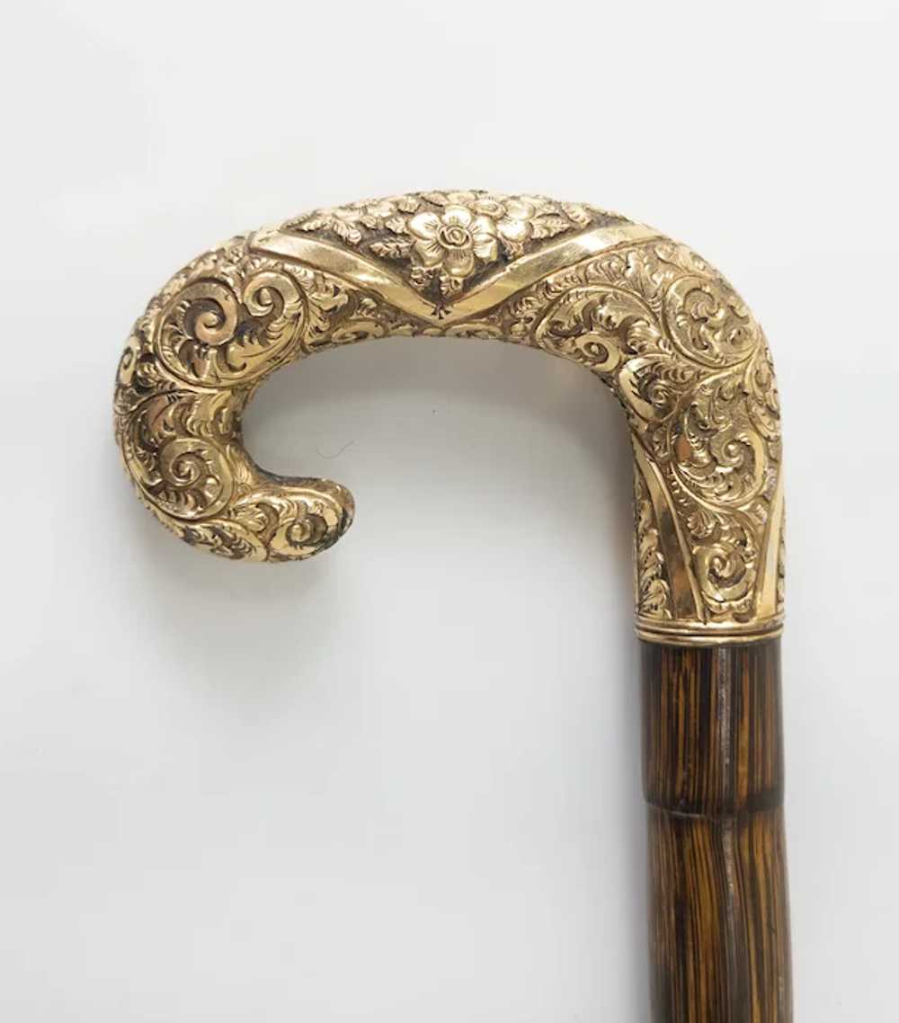 Victorian Gold Filled Cane or Walking Stick Handl… - image 5